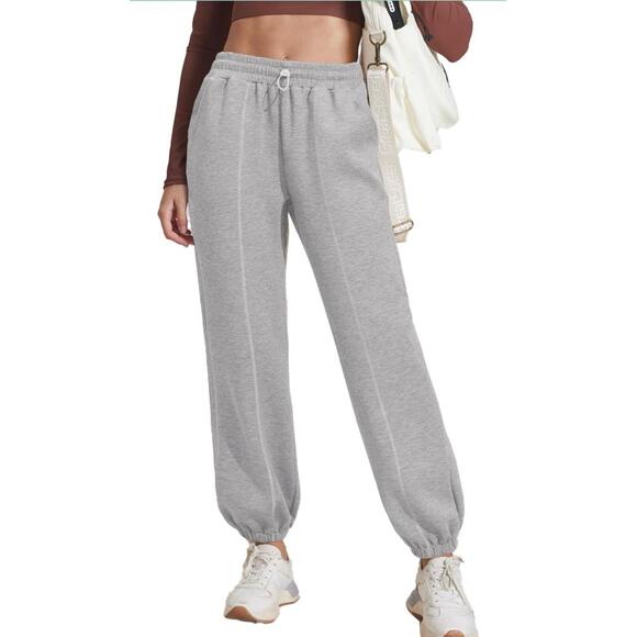 Amazon Pants - Amazon Pinspark Womens Heather Gray Elastic Waistband Cuffed Lounge Sweatpants L